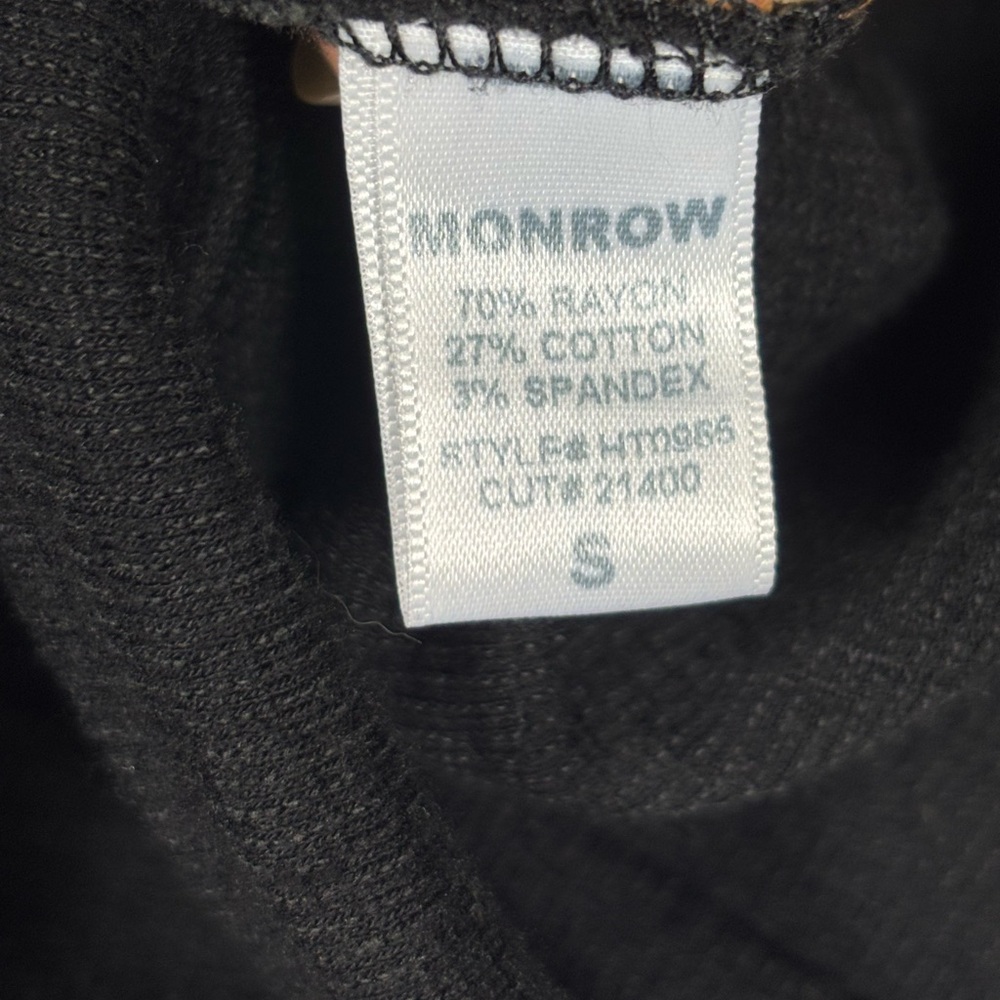 Monrow Sweatshirt Colorblock Snakeskin Print Sporty Black white S - Picture 10 of 11